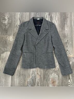 A.F. VANDEVORST Wool Striped Blazer Jacket Black Gray Lined Size 6